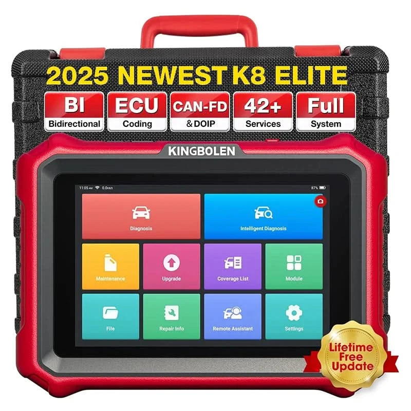 Kingbolen K8 Elite Lifetime Time Free OBD2 Scanner 8" Automotive Diagnostic Tool ECU Coding Machine