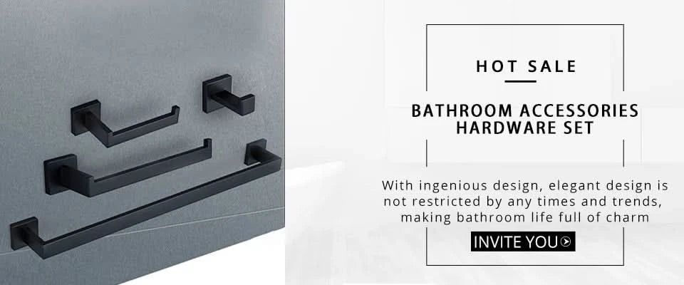 Stainless Steel Black Wall Mounted Screw Hook Paper Holder Towel/ Tissue Holder Towel Bar Bathroom Accessories