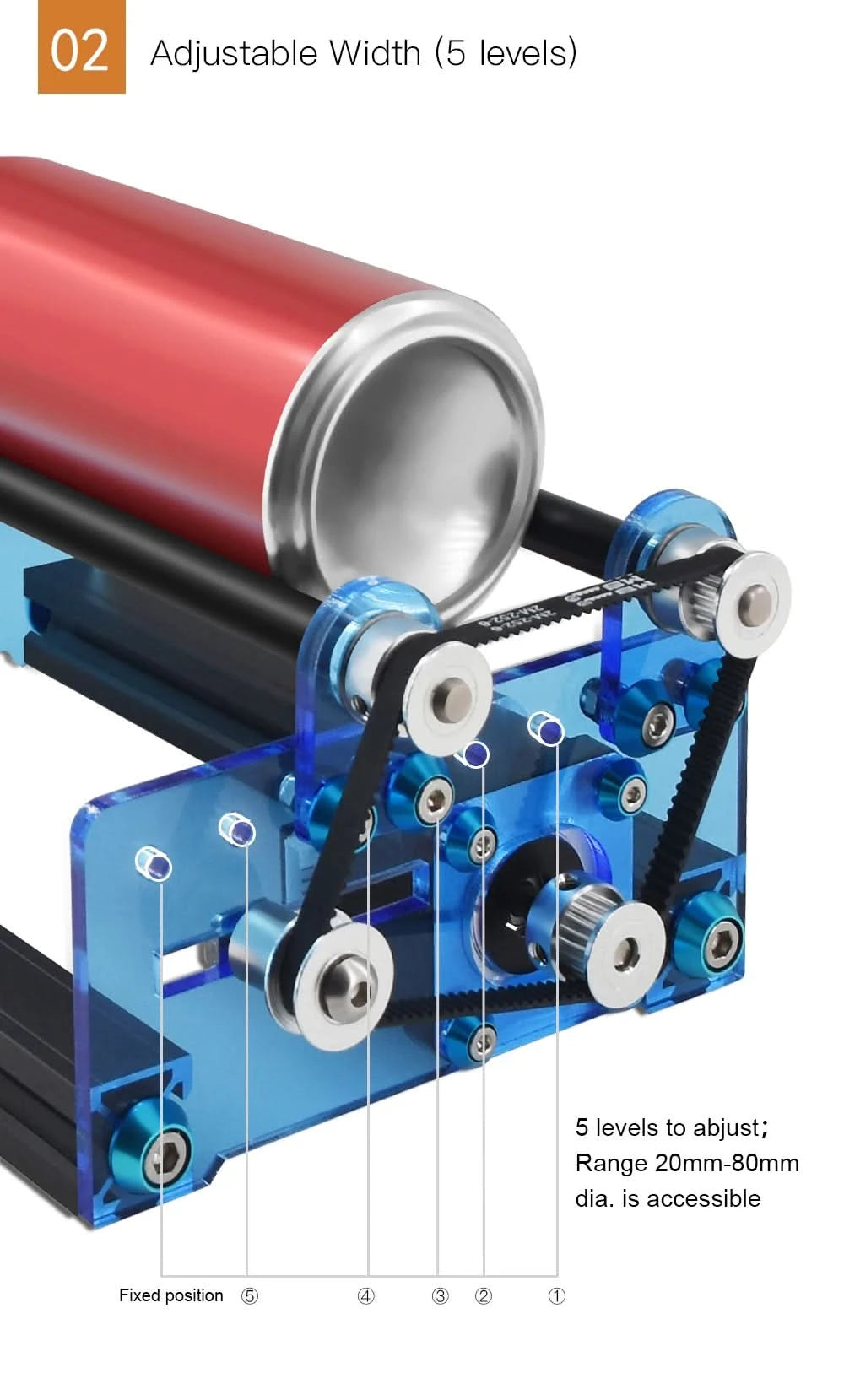 CNC Laser Engraving Machine 3D Printer Y-axis Rotary Roller Engraving Module for TTS TT-5.5S Engraving Cylindrical Objects Cans