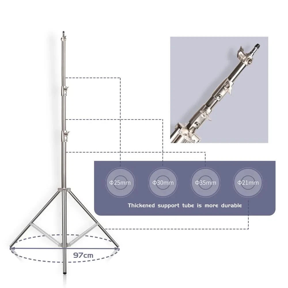 2/2.8M Stainless Steel Aluminum Alloy Tripod Foldable Light Stand Tripod Photography C-Stand For Spot Light Softbox Photo Studio