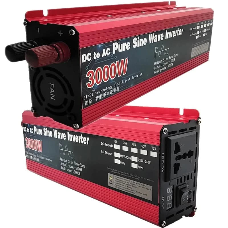 Pure Sine Wave Inverter 12V/24V To AC110V 220V 1000W 2000W 3000W Voltage Transformer Power Converter Solar Inverter LED Display