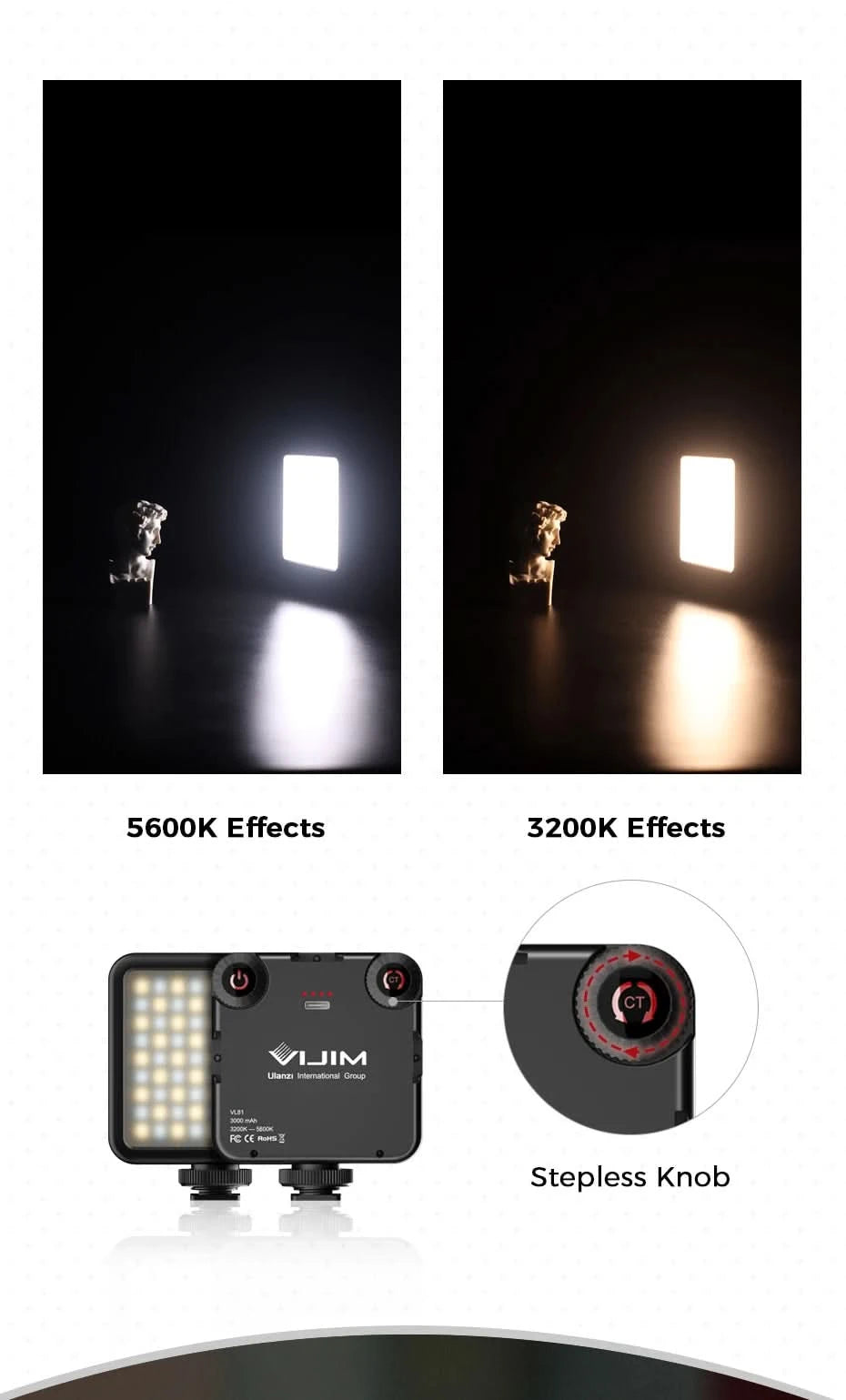 Ulanzi VIJIM VL81 VL200 3200k-5600K Dimmable Mini LED Video Light for Smartphone SLR Camera Rechargable Vlog 3000mAh Fill Light