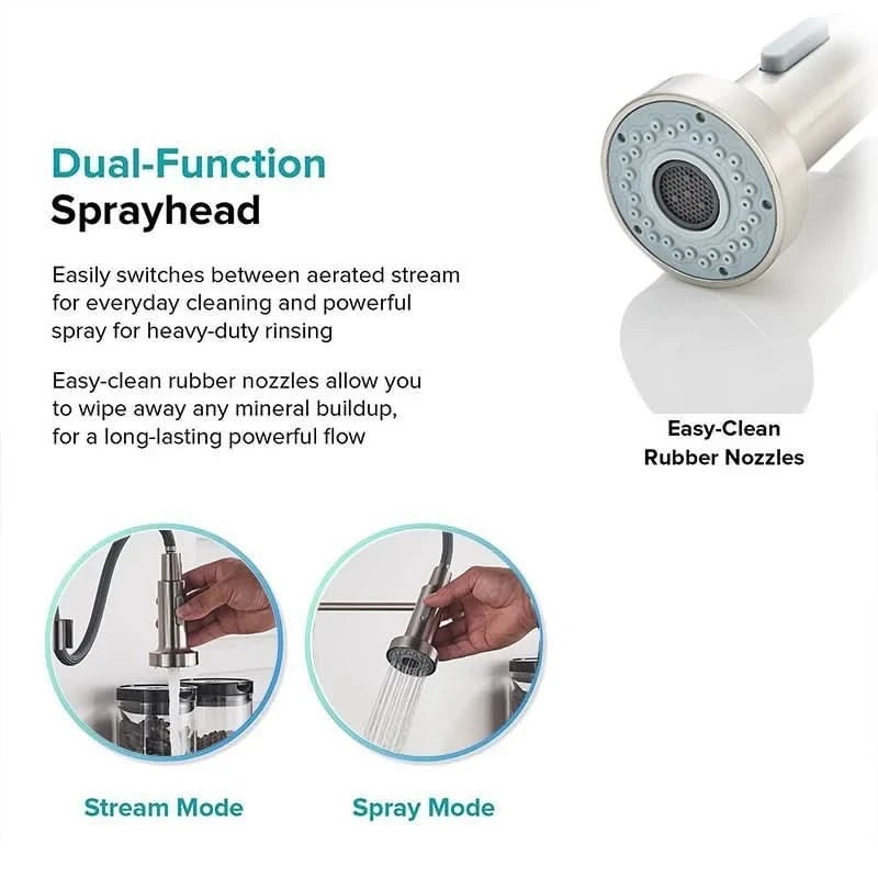 Brushed Nickel Spring Pull Down Kitchen Faucets Stream Spray Head Hot Cold Water Tap Brass Rotation Kitchen Mixer Tap Crane