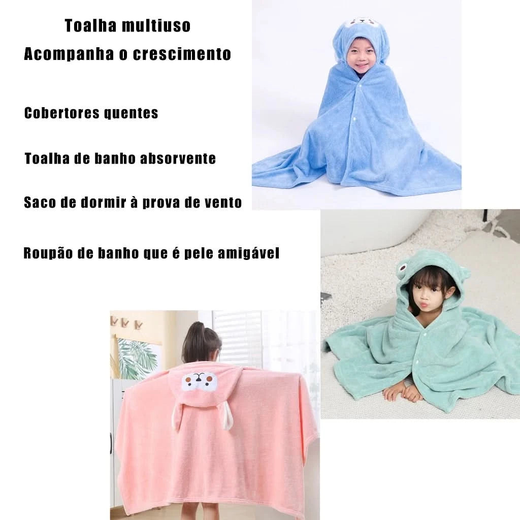 Toalha de Banho  Bebê Com Felpuda Capuz Infantil Recém Nascido com Orelhinha Menino e Menina 138*68cm --RISOVIT FTB0632
