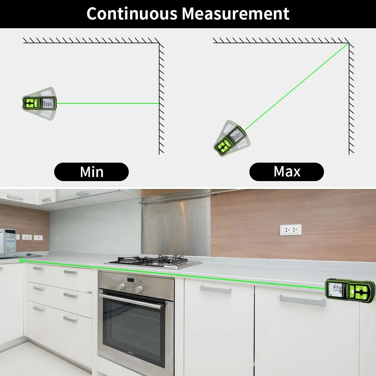 Huepar Laser Rangefinder Digital Laser Distance Meter  Measure 60M 100M 120M Trena Laser Tape Range Finder Green Beem