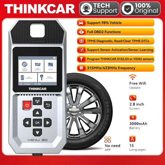 THINKCAR VENU 90 Reifendrucküberwachung WLAN-Programmierdiagnosetool zum Aktivieren aller Sensoren, funktioniert auf 315/433 MHz DTCs