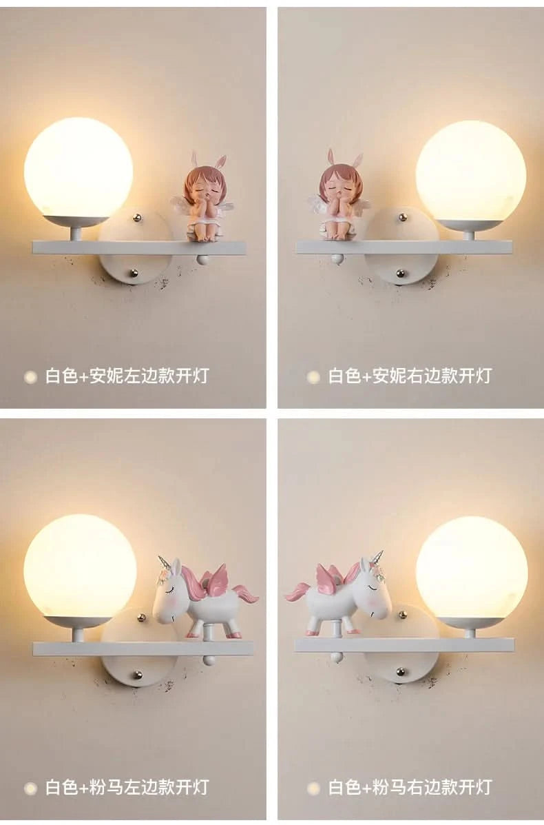 Children's Room Bedside Wall Lamp Girl Boy Wall Art Sconce Creative Cartoon Eye Protection Led Home Decoration Salon Home