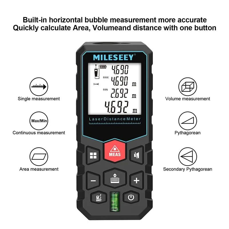 MILESEEY Laser Distance Meter X5 40M 60M 80M 100M High Precision Laser Tape Measure,Multiple Measurement Electronic Ruler