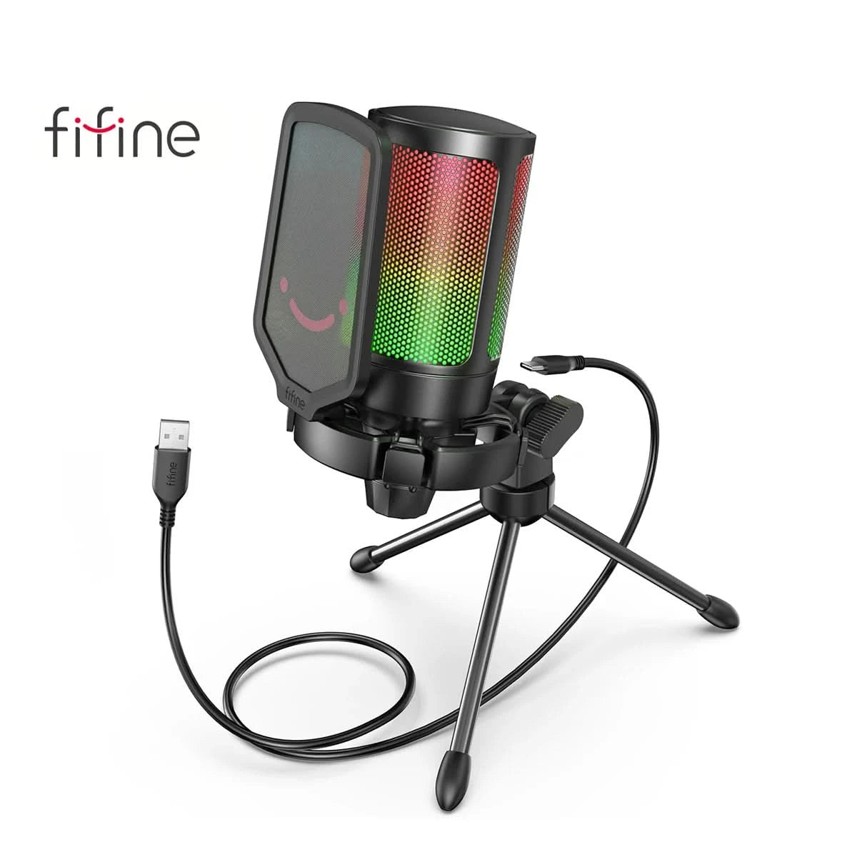 FIFINE Ampligame USB Microphone for Gaming Streaming with Pop Filter Shock Mount&Gain Control,Multi Compatible,for PC/PS4/5 -A6V