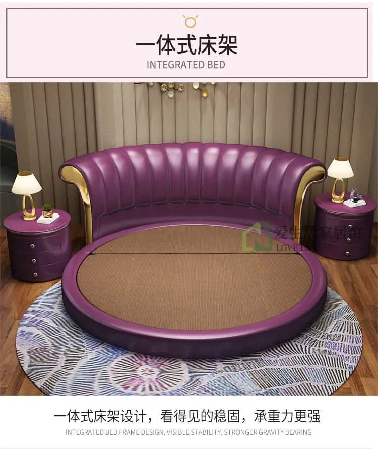 Bedroom Unique Beds Storage Cabinets Nordic Full Size Round Bed Frame Headboard Upholstery Muebles Para El Hogar Furnitures