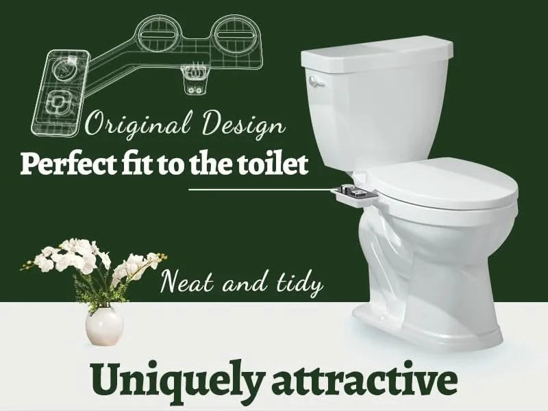 Samodra Toilet Bidet Shower Ultra-thin Bidet Toilet Seat Attachment Non-electric Bidet sprayer Dual Nozzles Frontal & Rear Wash