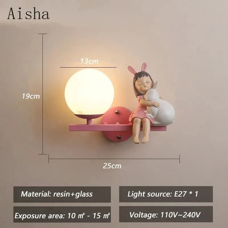 Children's Room Bedside Wall Lamp Girl Boy Wall Art Sconce Creative Cartoon Eye Protection Led Home Decoration Salon Home
