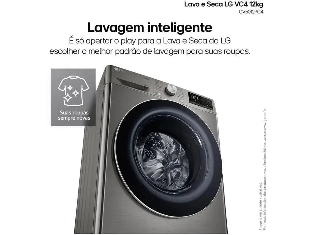 LG 12kg Smart VC4 CV5012PC4 with Artificial Intelligence Hot and Cold Water Silver-220V
