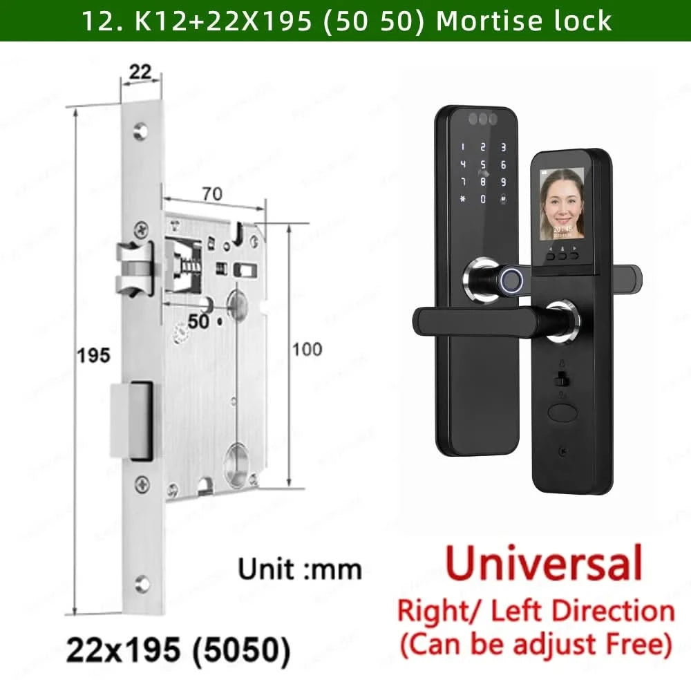 Do Brasil RAYKUBE K12 With lithium Rechargeable Batteries Tuya WiFi Camera Electronic Lock 3D Face Fingerprint Smart Door Lock