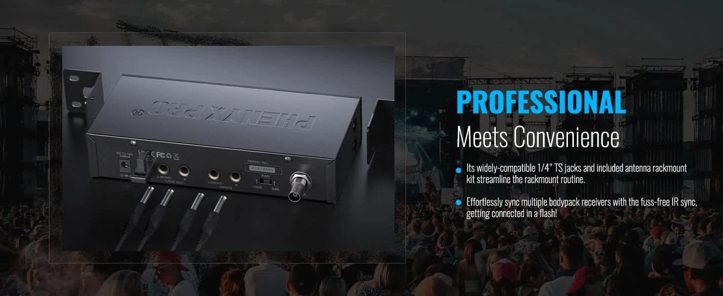 UHF Mono Wireless In-Ear Monitor System w/1 Loop Output,Separate Outputs Suitable for Band and Studio Phenyx Pro PTM-11