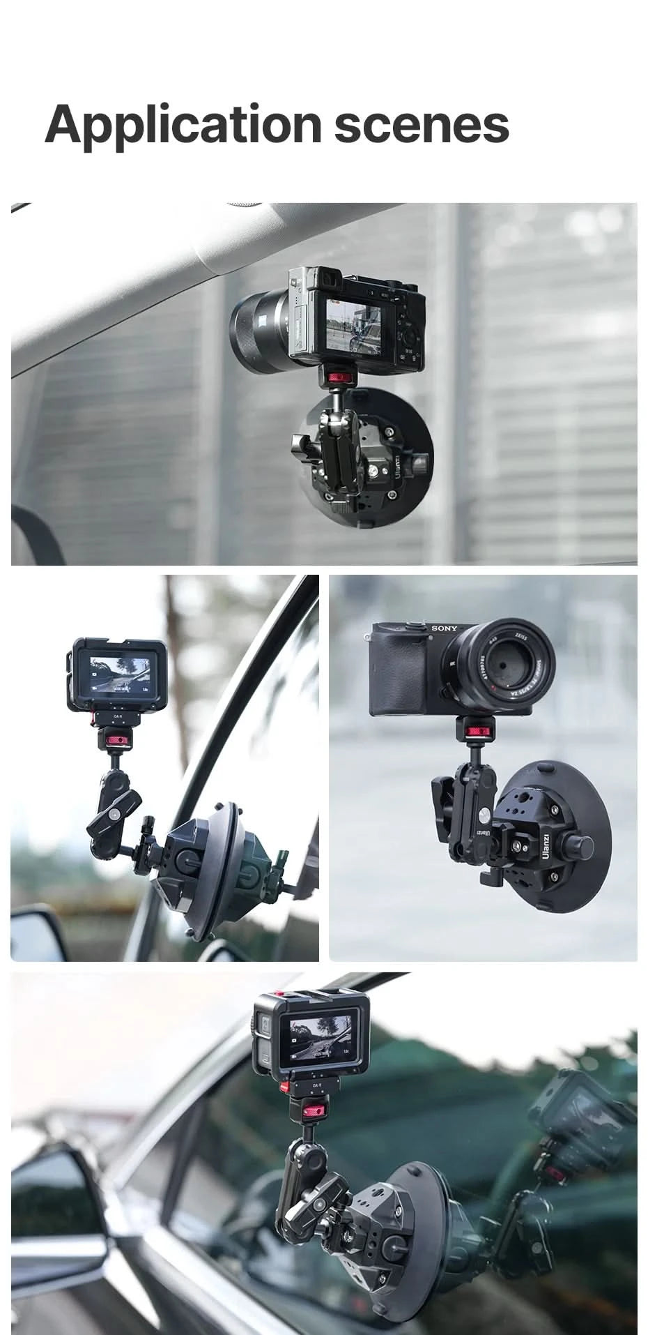 Ulanzi 3 inch/4.5 inch Action Camera Hand Pump Vacuum Suction Cup 1/4" 3/8" Camera Stabilizer Bracket for GoPro Insta360 Phone