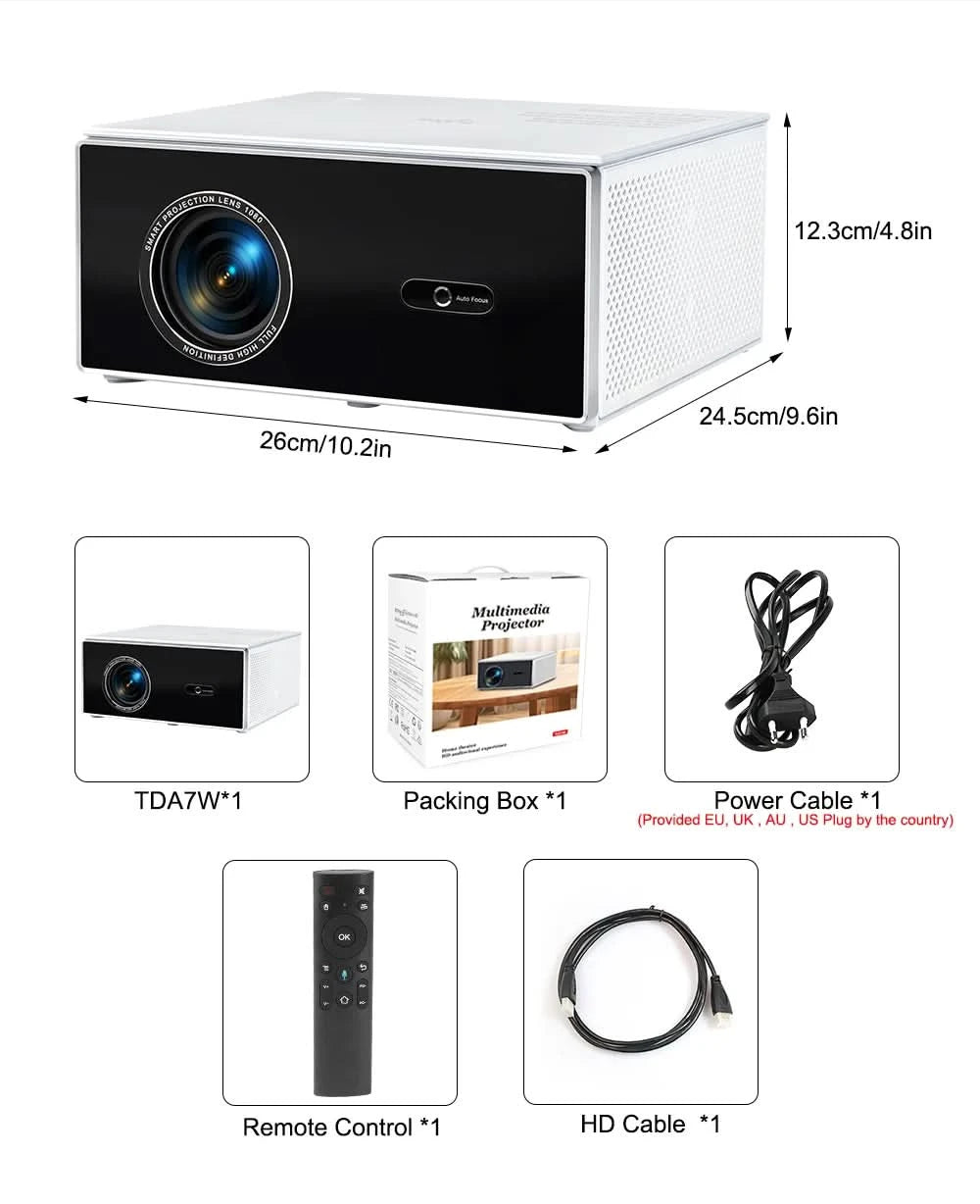 ThundeaL TDA7W Full HD 1080P Projector Android WiFi 32G Projetor 4K Video TDA7 Voice Control 3D Smart TV Home Theater Beamer