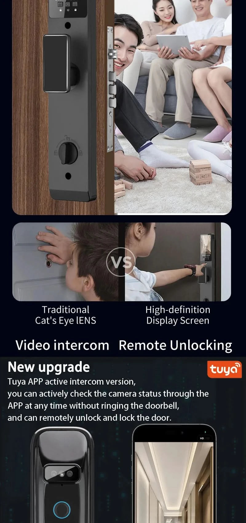 Biometric Infrared 3C Face Real-time intercom Palmar vein Smart Door Lock Fingerprint Password Electronic Key Card APP Unlock