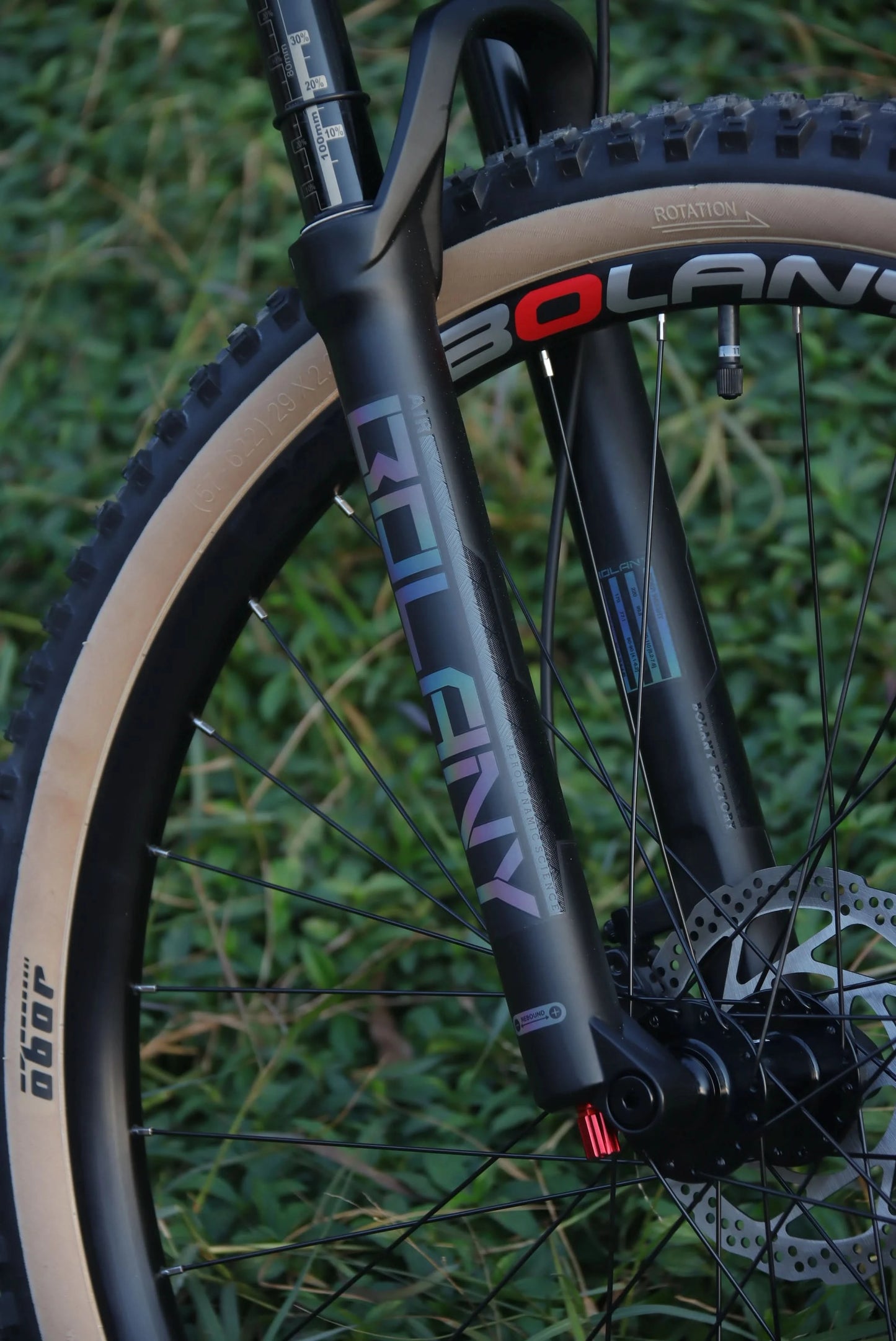 BOLANY 27.5/29inch Boost Bicycle Fork Thru Axle 100/110mm 34mm Tube Tapered Rebound Adjustment 120/140mm Travel Suspension Fork