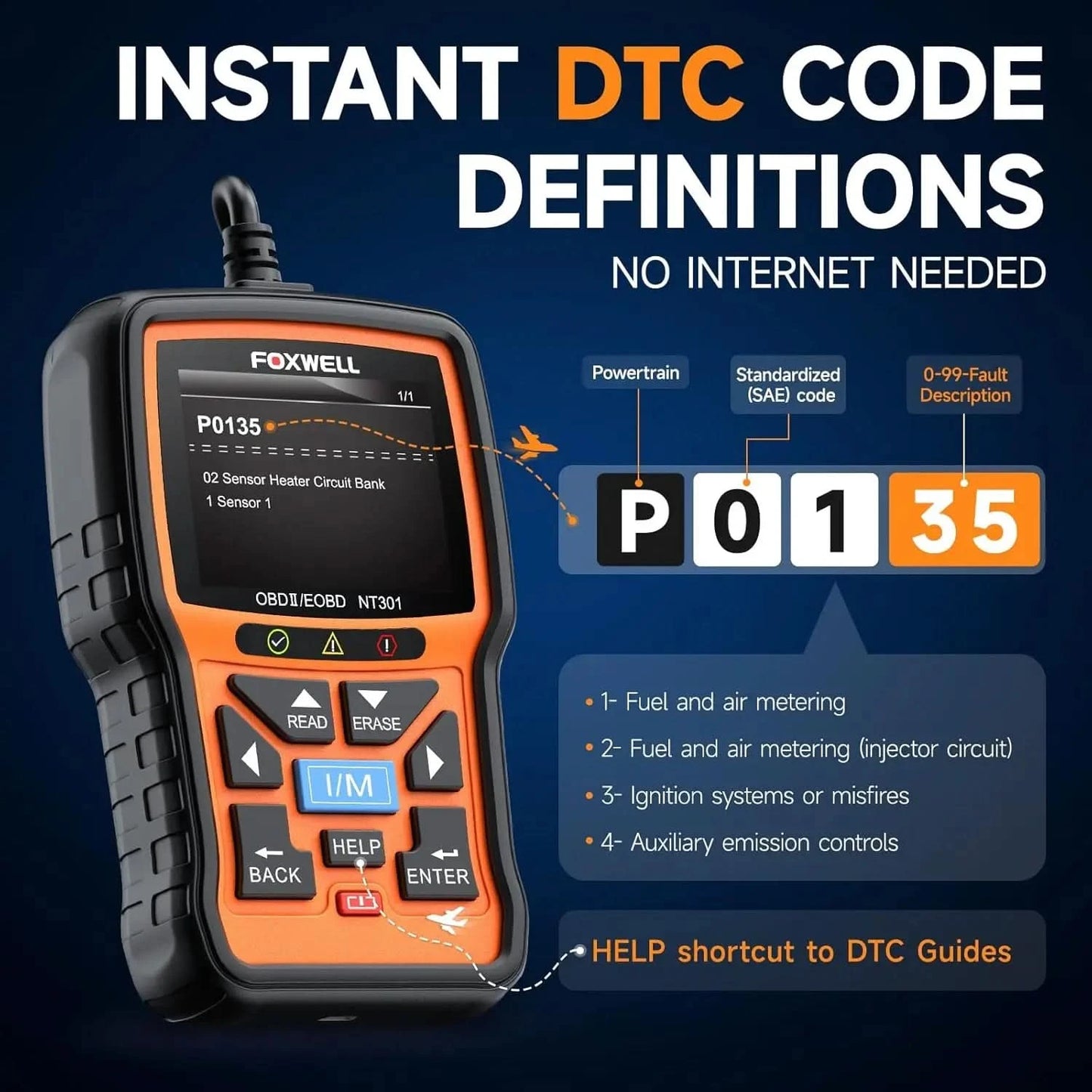 FOXWELL NT301 OBD2 Scanner Check Engine Code Reader Professional ODB2 OBD2 Automotive Scanner Car Diagnostic Tools PK ELM327