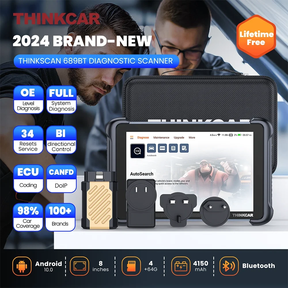 THINKCAR THINKSCAN 689BT OBD2 Scanner Vollsystem-Diagnosetool Auto-Codelesegerät 34+ Reset CANFD DOIP ECU-Codierung Bi-Direktional