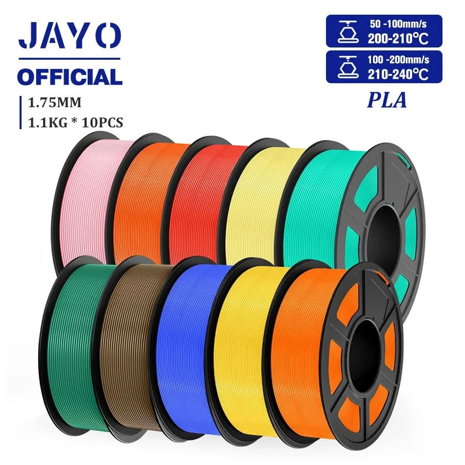 JAYO PLA Filament 1.75MM 10Rolls/set PLA 3D Printer Filament Multicolor For FDM 3D Printers Neatly Wound 3D Printing Materials