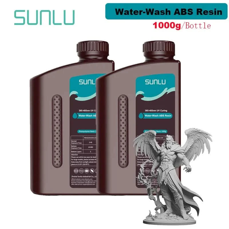 SUNLU 2KG Water Washable / Water Washable ABS Resin Resin 1000G/Bottle 405nm Rapid UV-Curing Photopolymer Resin For LCD 3D Print