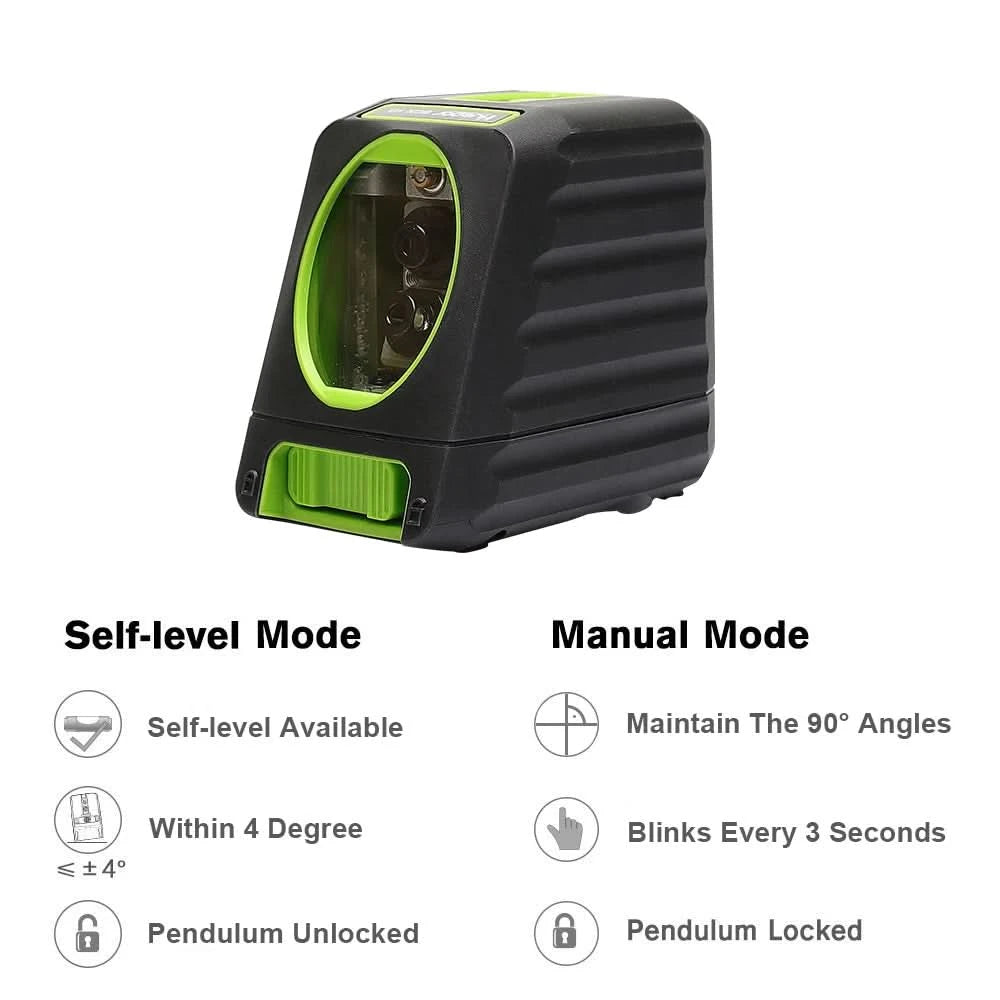 Huepar Box-1G Self-leveling Laser Level  150ft/45m Outdoor Green Cross Line with Vertical Beam Spread Covers of 150°