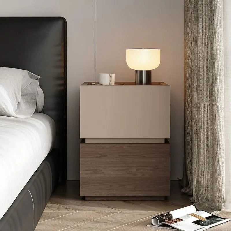 Wood Bedside Table Storage Modern Household Drawer Storage Light Luxury Bedroom Solid Wood Bedside Cabinet Locker Furniture