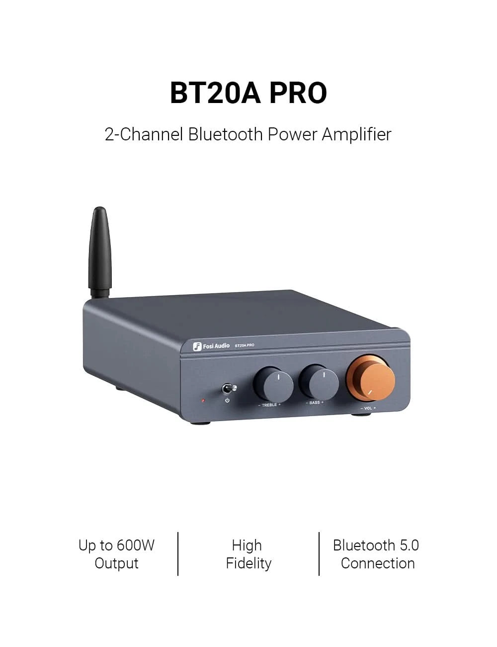 Fosi Audio BT20A Pro TPA3255 Bluetooth Sound Power Amplifier 300W x2 Mini HiFi Stereo Class D Amp Bass Treble For Home Theater