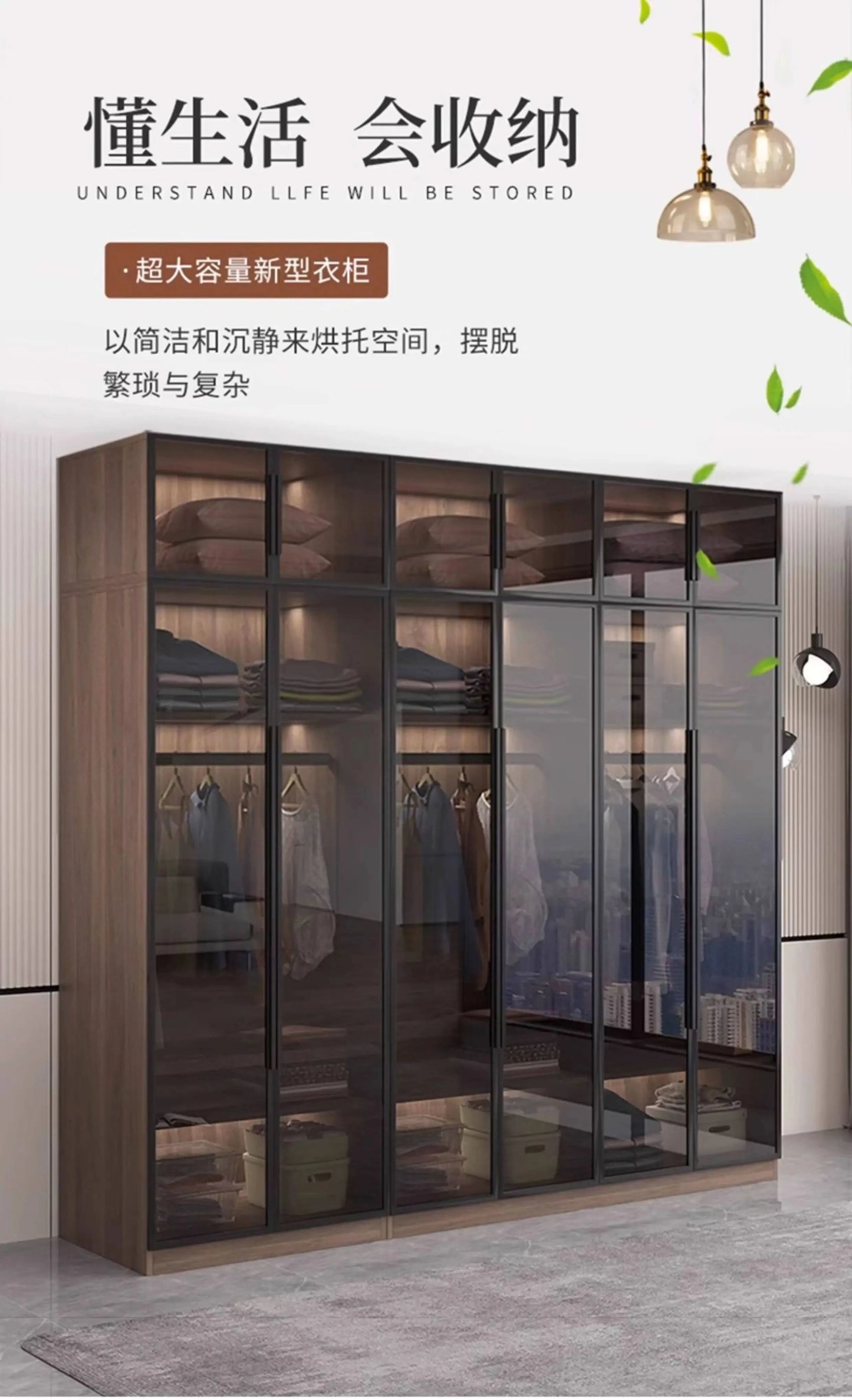 Glass light luxury corner cloakroom wardrobe Double clothes closet cabinets and wardrobes Cabinet dressing clothe home furniture