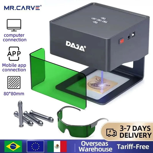 DAJA DJ6 Lasergravierer Logo Marker Maschine für Haushalts-Holzarbeiten Markierungsmaschine unterstützt drahtlose BT Handy-App-Steuerung