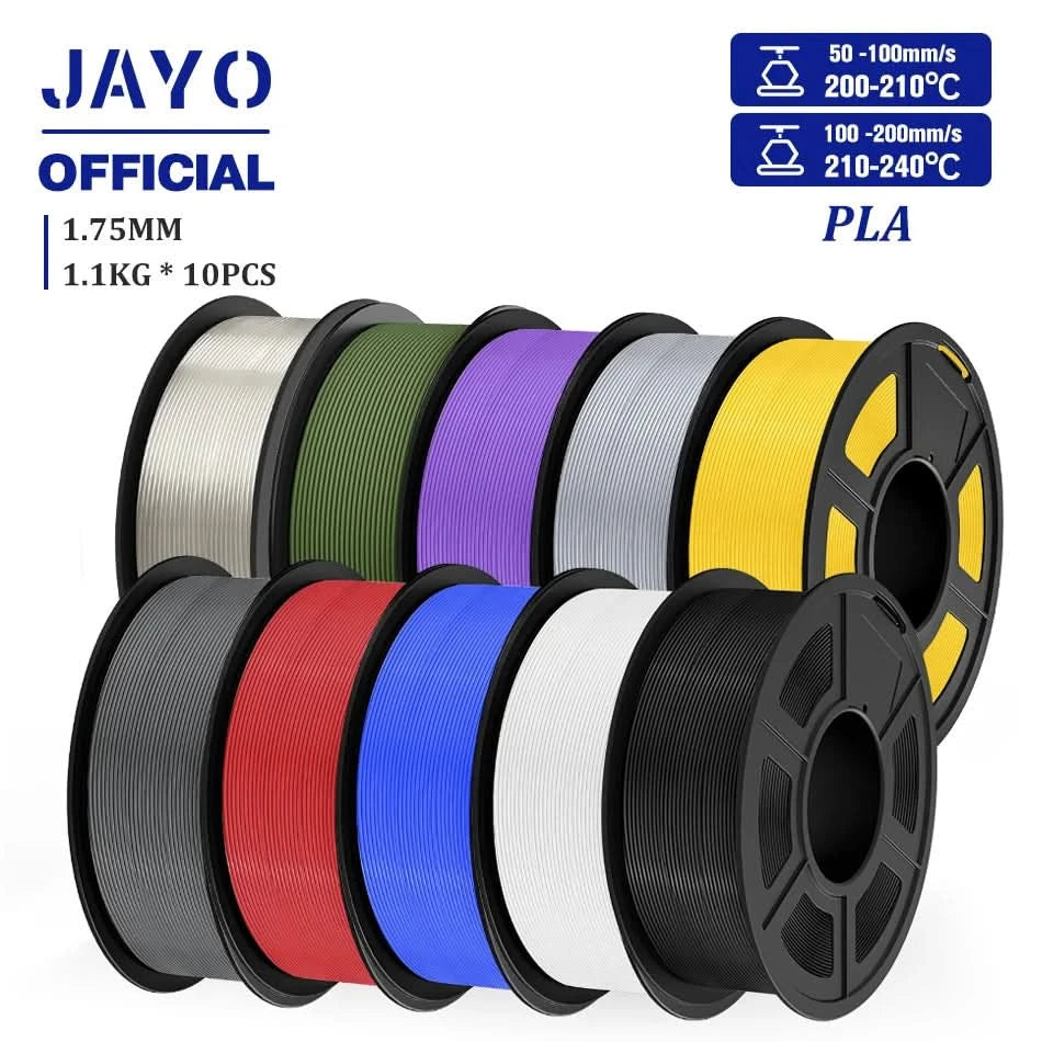 JAYO PLA Filament 1.75MM 10Rolls/set PLA 3D Printer Filament Multicolor For FDM 3D Printers Neatly Wound 3D Printing Materials