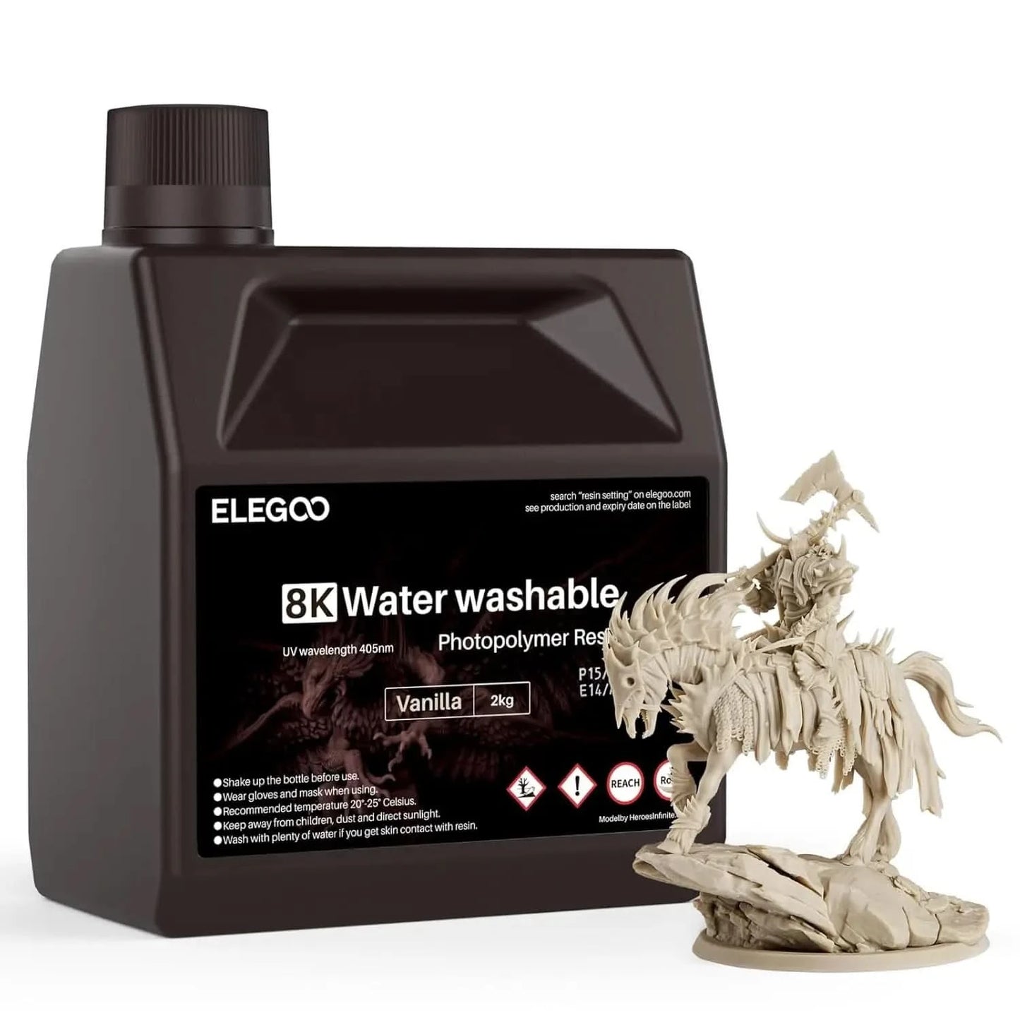 ELEGOO 8K 3D Printer Resin 405nm Water Washable Resin UV-Curing Resin Best for SATURN 2 8K 3D Printer Space Grey 1000g