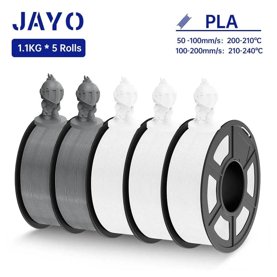 JAYO PLA Filament 1.75MM 5Rolls 3D Printer Filament PLA 100% No Bubble for FDM Coloful 3D Printing Material DIY Gift