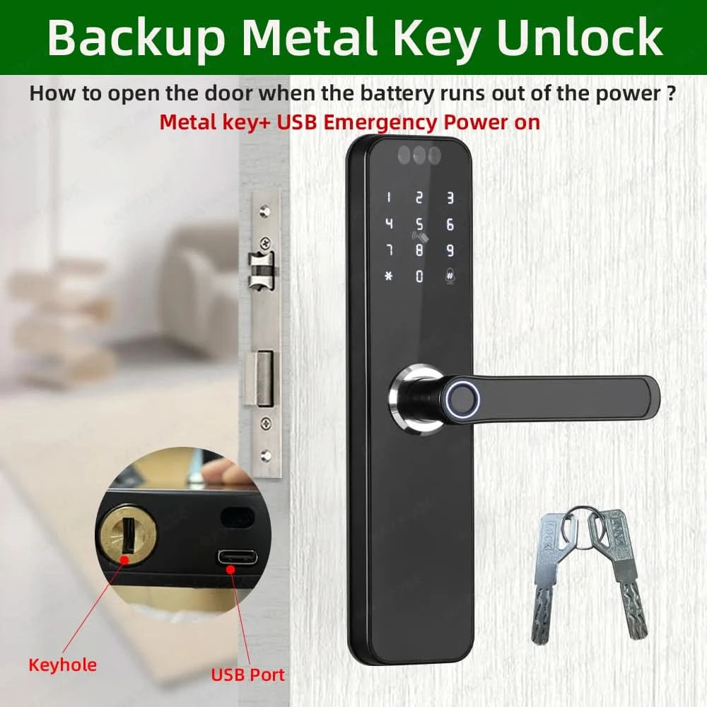 Do Brasil RAYKUBE K12 With lithium Rechargeable Batteries Tuya WiFi Camera Electronic Lock 3D Face Fingerprint Smart Door Lock