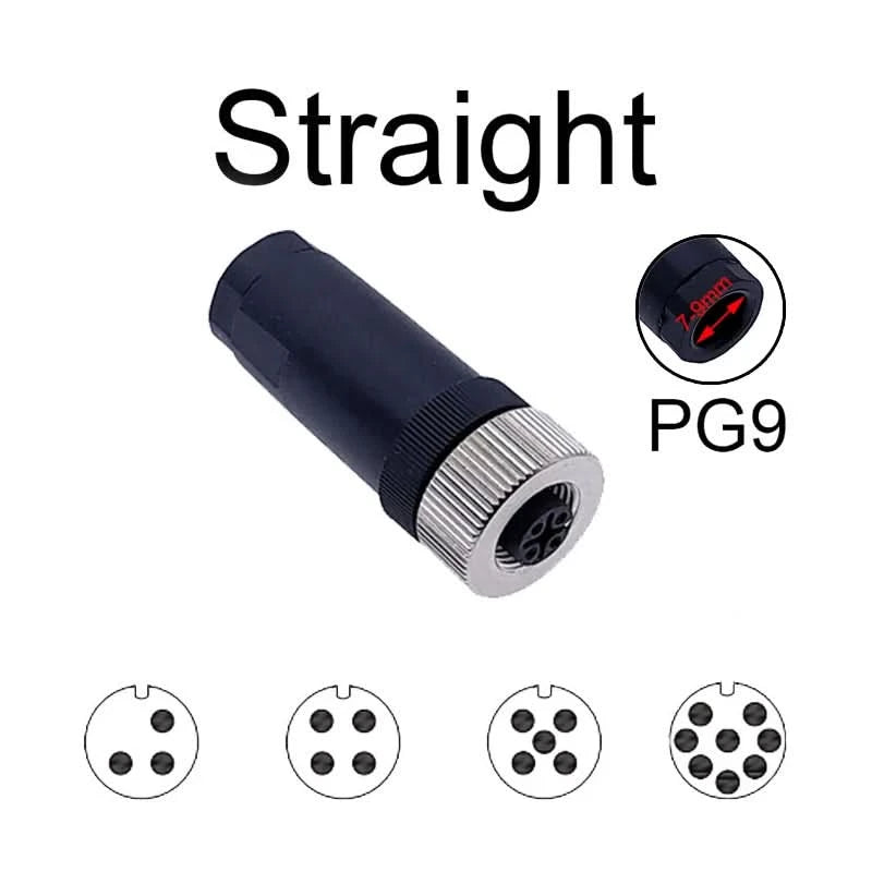 M12 sensor connector 4pin 5pin M12-8 waterproof male&female plug screw threaded coupling A Code sensor connectors