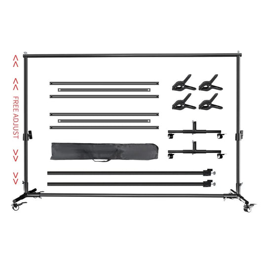 SH 2X2M / 2X3M Hintergrundständer mit 4 Rollen und 4 Fischklammern Foto-Hintergrundrahmen Unterstützung für Fotostudio