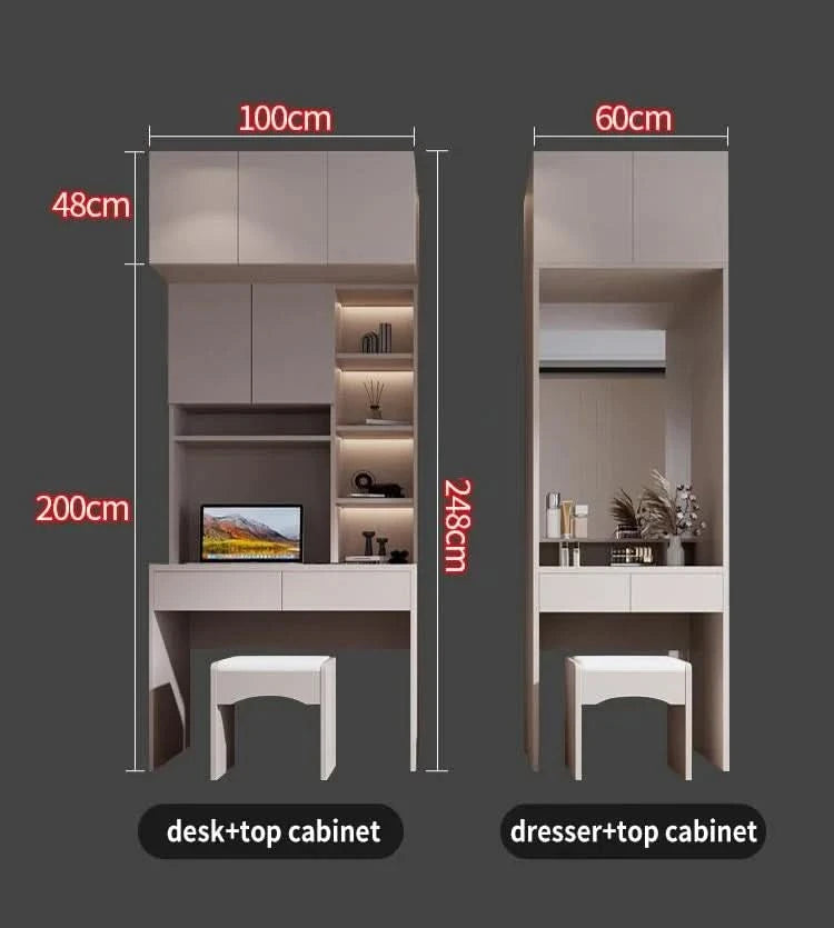 Sliding Door WardrobeNordic Modern Home Furniture Bedroom Desk Dresser In One Combination Light Luxury Corner Wardrobe furniture