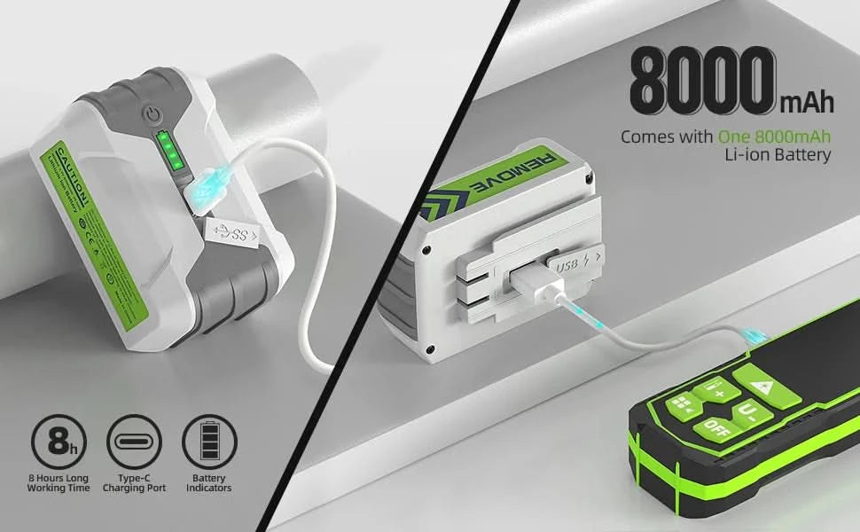Huepar 4D Cross Line Laser Level High Accuracy ±2mm/10m Self Leveling Green Laser Tools With 8000mAh Li-ion Battery & Receiver