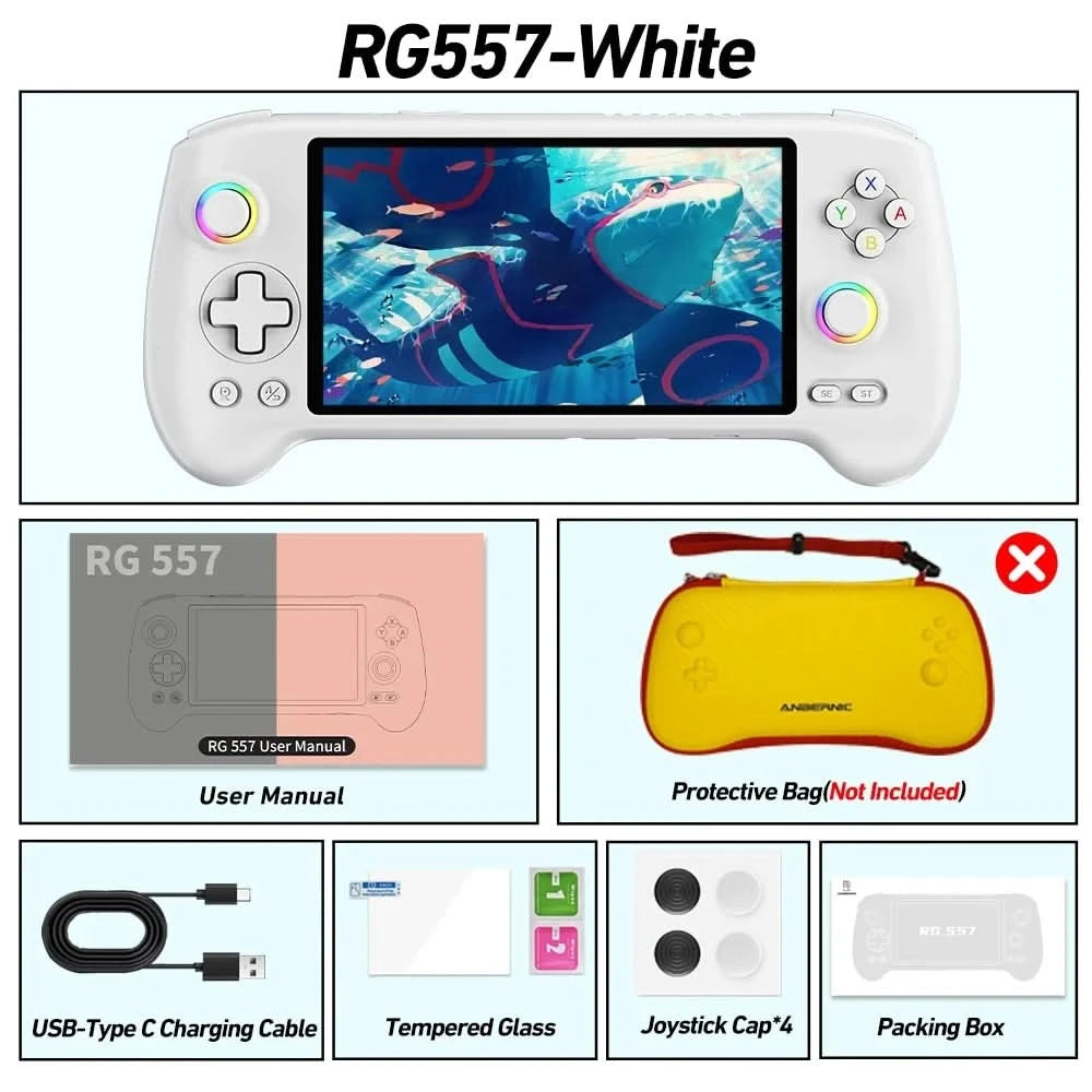 ANBERNIC RG557 Handheld Game Console 5.48'' AMOLED Android14 5500mAH Bluetooth 5.3 PS2 Portable Video Game Player Dimensity 8300