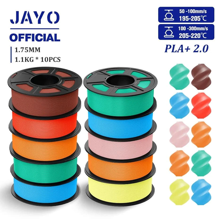 JAYO 3D Filament 1.75mm PLA / PLA Plus / PLA Meta/ Silk PLA+/PLA Matte 3D Prnter Filament 1.1KG For FDM Multicolor Set 10Rolls