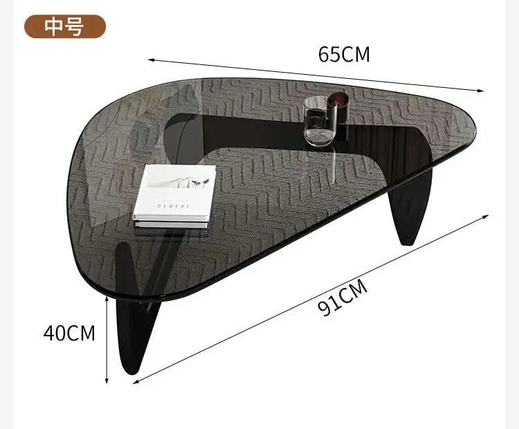 Modern simple creative round coffee table household small apartment living room tempered glass coffee table Internet celebrity