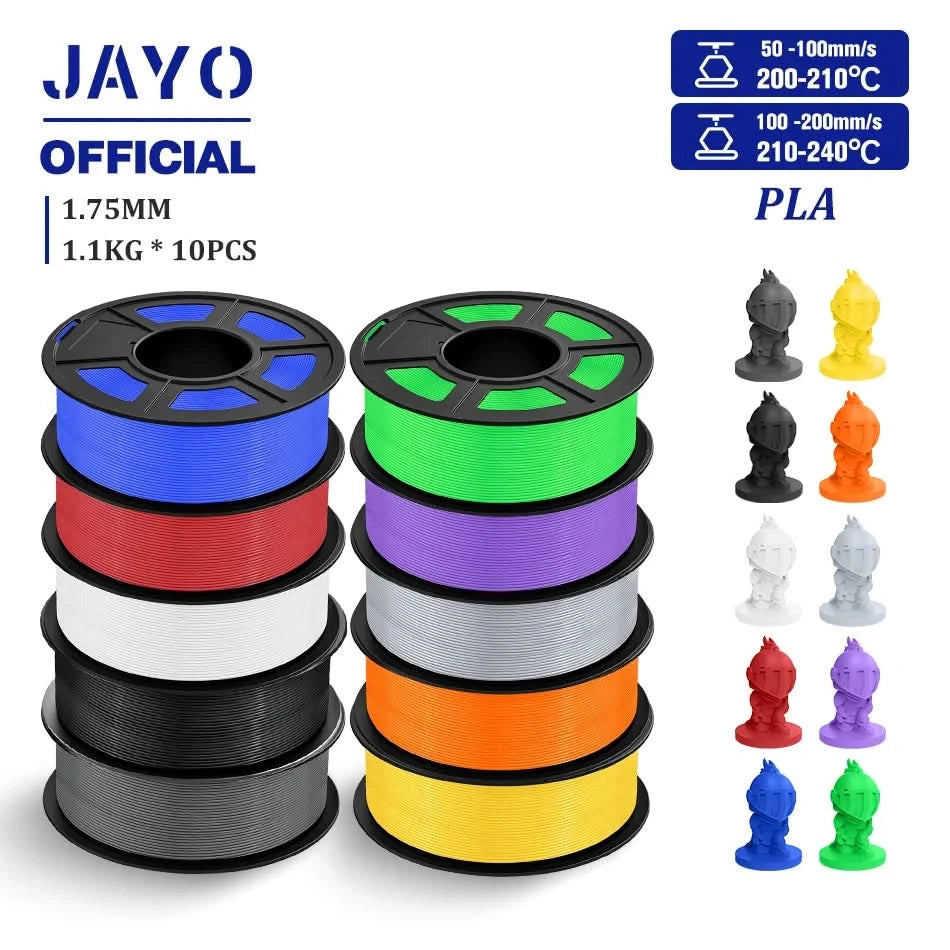 JAYO 3D Filament 1.75mm PLA / PLA Plus / PLA Meta/ Silk PLA+/PLA Matte 3D Prnter Filament 1.1KG For FDM Multicolor Set 10Rolls