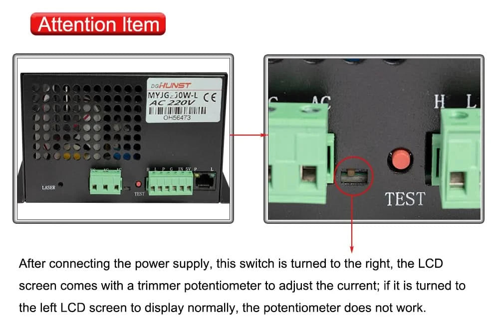 Hunst 130w CO2 Laser Power Supply MYJG-150W Suitable For 130~150w CO2 Engrag And Cutting Machine Glass Tube