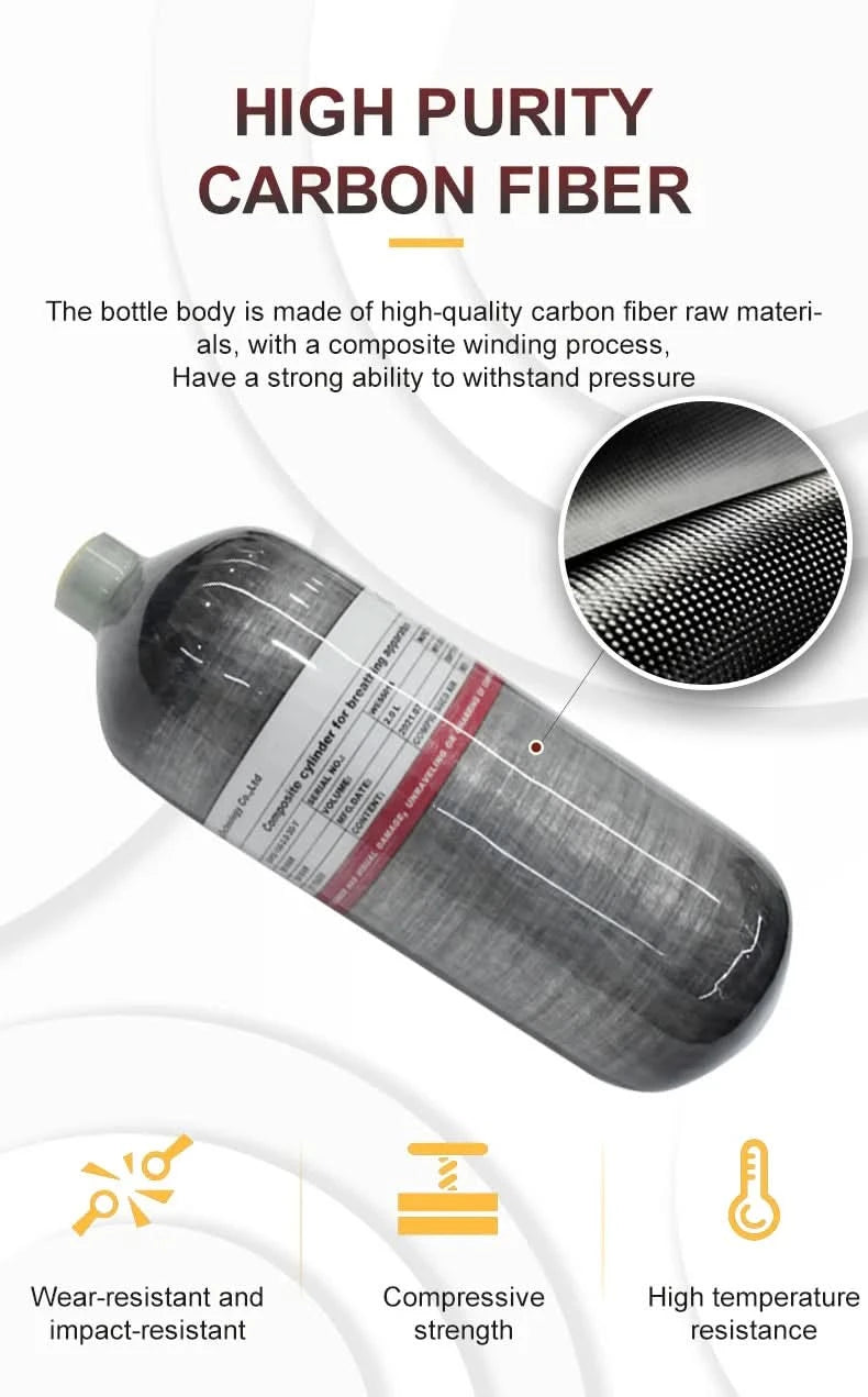 TUXING 300Bar 4500psi 2L Carbon Fiber Cylinder with 6000PSI Regulating Valve High Pressure Cylinder for Scuba Diving M18*1.5