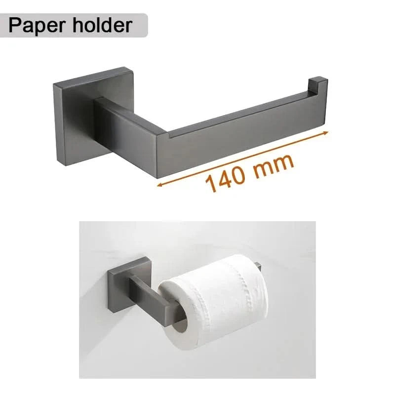 Gunmetal Stainless Steel Bathroom Accessorie Hardware Towel Rack,Toilet Paper Holder, Robe Hook, Towel Bar