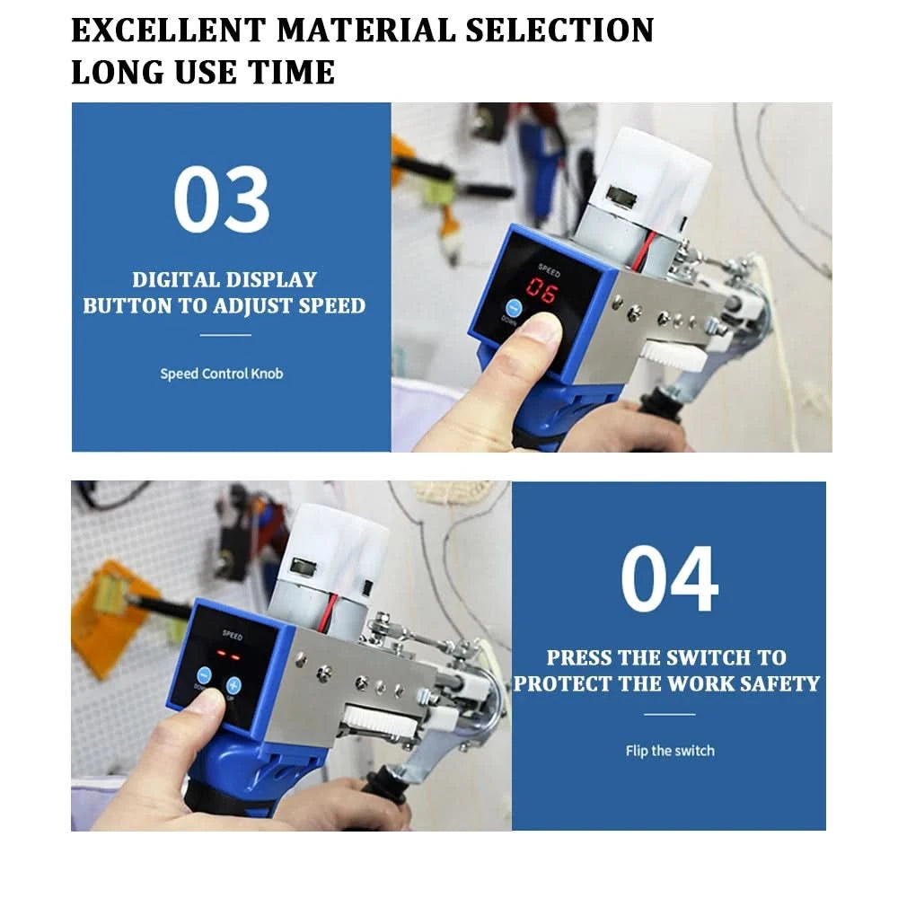 2 in 1 Tufting Gun Set Electric Touffing Pistol,7 – 21mm Tufting Pisto, with Wool Yarn and Tufting Canvas,Trimmer for Beginners