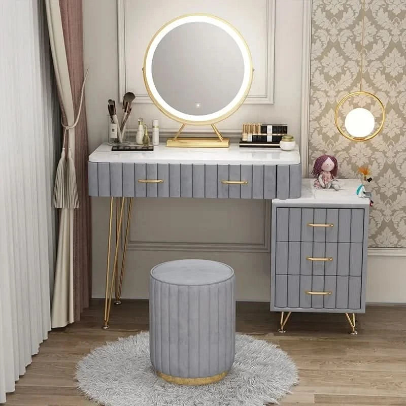 Modern Drawers Dressing Table Makeup Mirror Service Girl Pink Computer Vanity Table Living Room Vestidores Postmodern Furniture