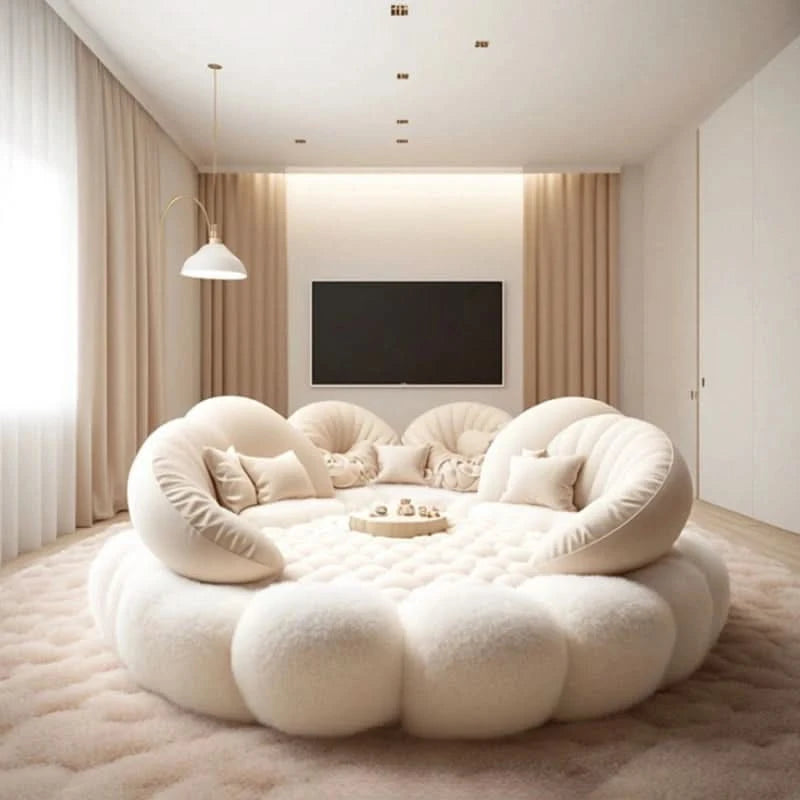 Round Aesthetics Soft Bed Frame European Full Master Bedroom Hotel Create Bed King Size Fashionable Modern Cama Casal Furniture